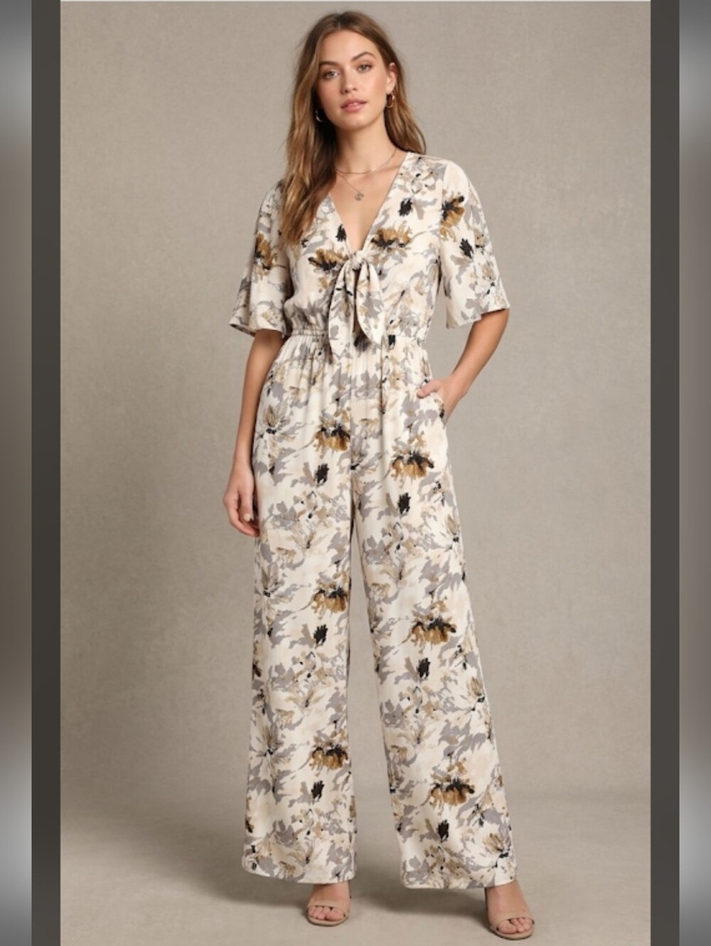 Luna Floral Pastel Jumpsuit Women's Size Small Pink/Cream/Blue
